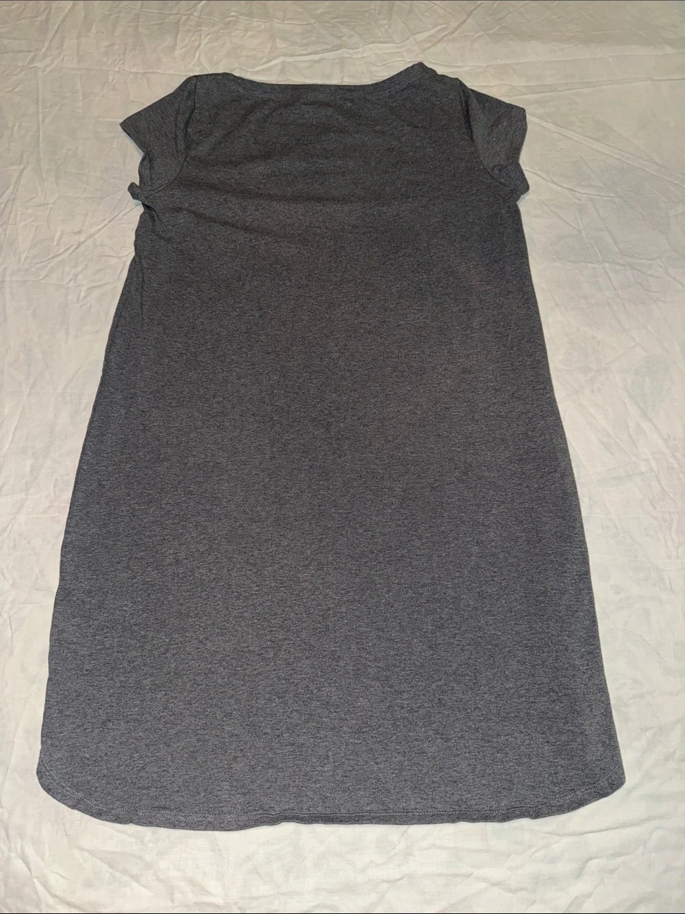Eileen Fisher Heathered Gray Capped Sleeve Organic Cotton T-Shirt Dress PM